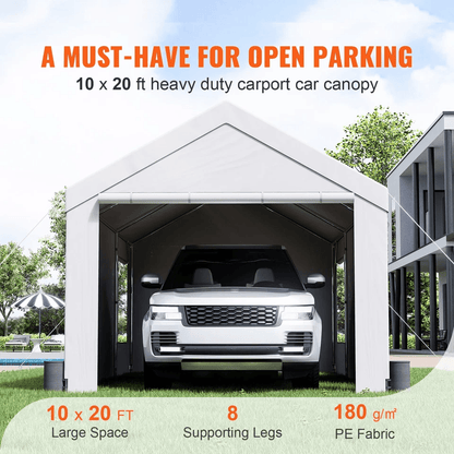 10x20Ft Heavy Duty Carport Canopy With 8 Legs Sidewalls Windows Portable Garage Tent For Cars Boats 1