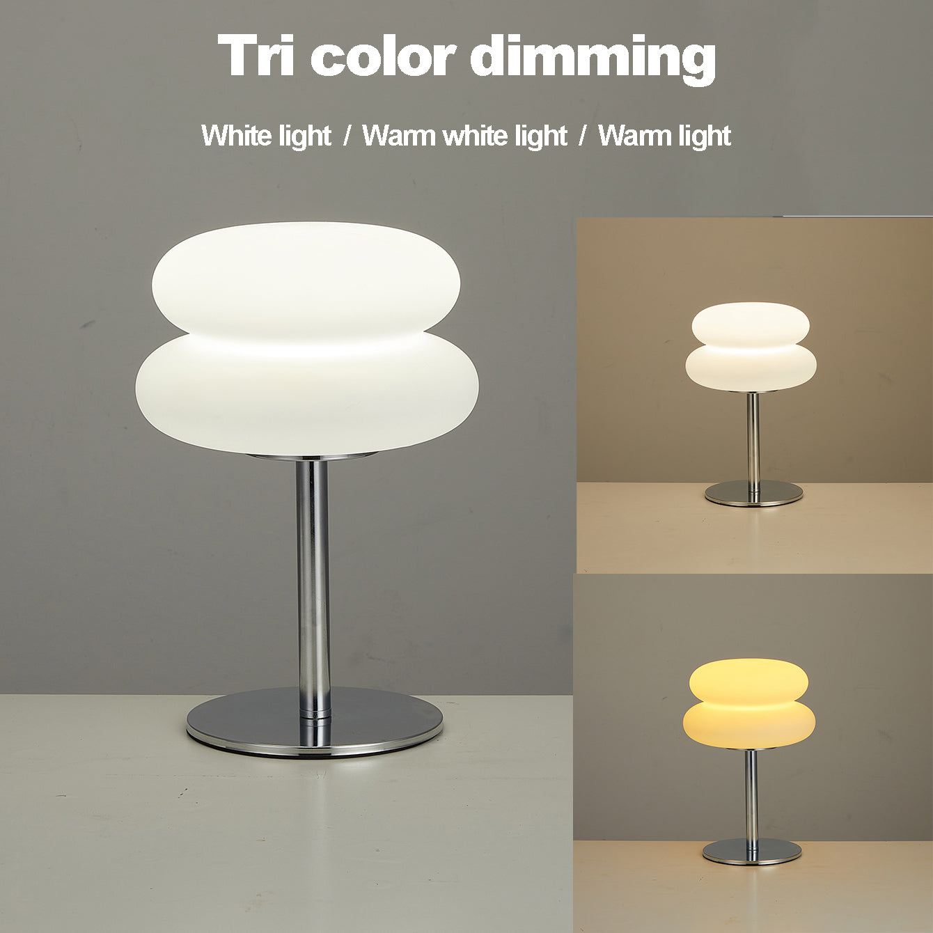 Creamy Style USB Bedside Lamp TriColor Dimmable Table Light for Bedroom  Living Room