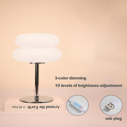 Creamy Style USB Bedside Lamp TriColor Dimmable Table Light for Bedroom  Living Room