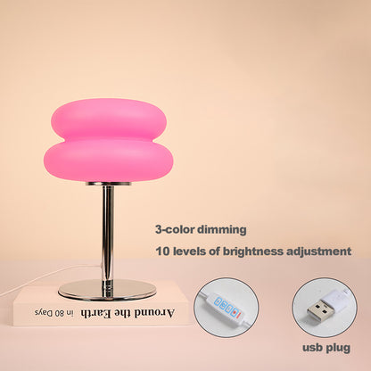 Creamy Style USB Bedside Lamp TriColor Dimmable Table Light for Bedroom  Living Room