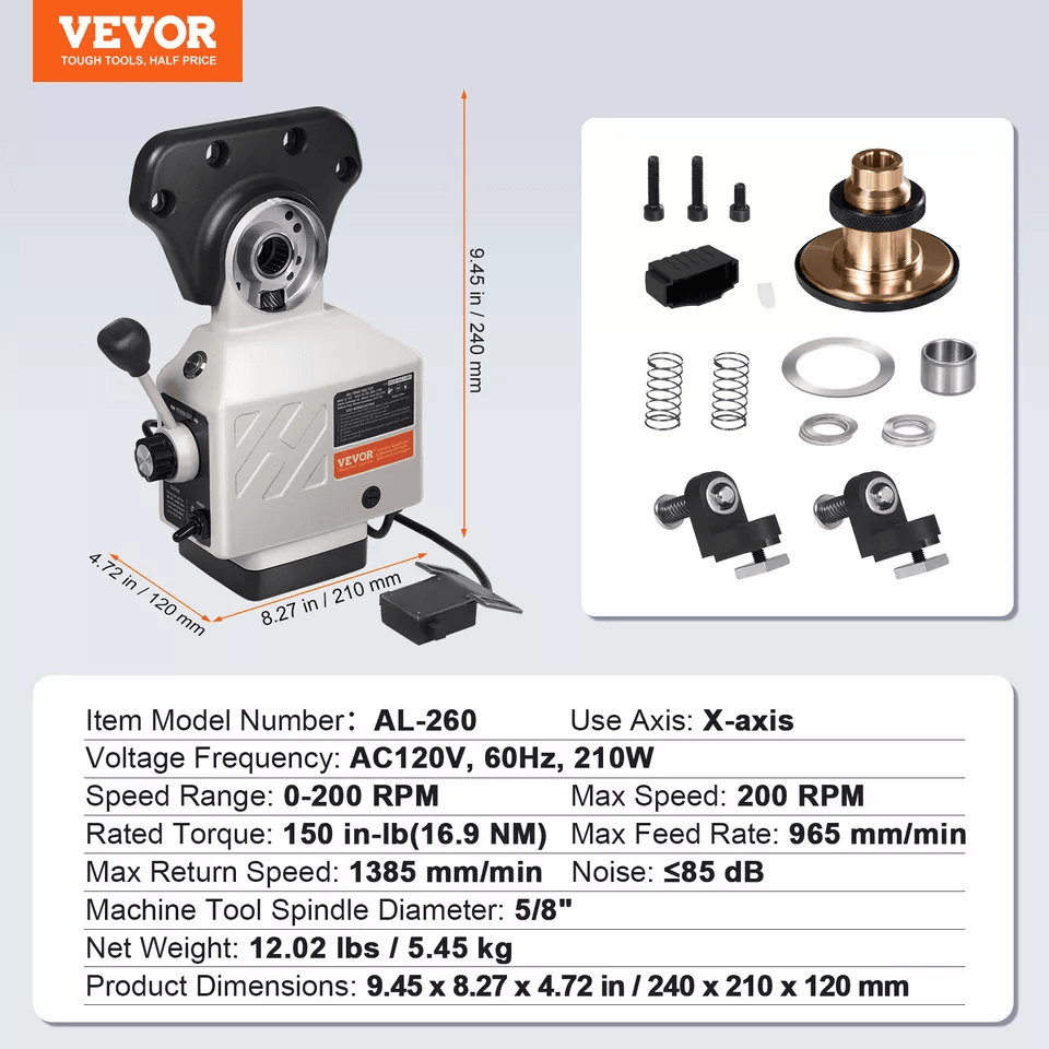 Power Feed XAxis 150 Lbs Torque For Bridgeport Milling Machines 6