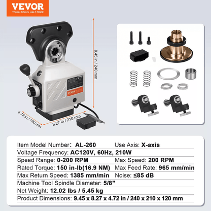 Power Feed XAxis 150 Lbs Torque For Bridgeport Milling Machines 6
