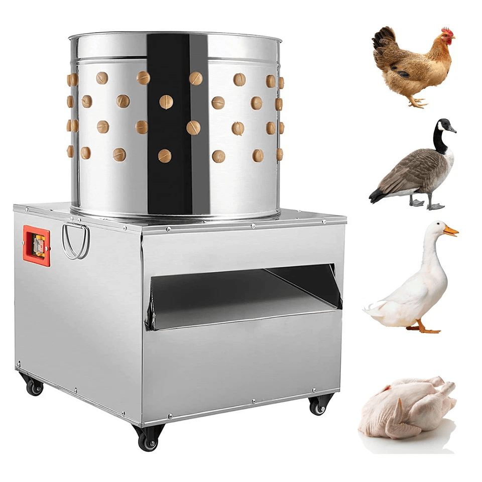 Stainless Steel Turkey Chicken Plucker Poultry De-Feather Machine, Heavy Duty Plucking Machine with 142 Fingers & Wheels