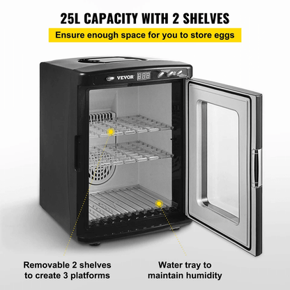 VEVOR 25L Black Reptile Egg Incubator 260C Scientific Lab Hatcher With LED Display  Dual Power For  2