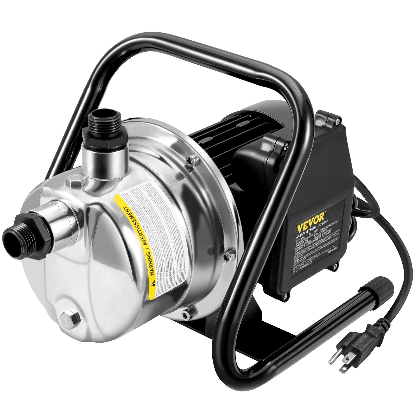 Heavy-Duty Portable Garden Water Jet Pump, Shallow Well Pump with Stainless Steel Jet Head, High Flow Yard and Farm Use