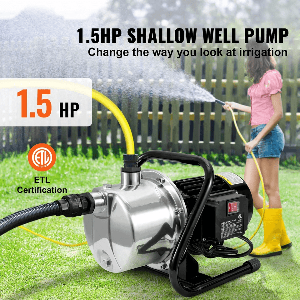 HeavyDuty Portable Garden Water Jet Pump Shallow Well Pump With Stainless Steel Jet Head High Flow  1