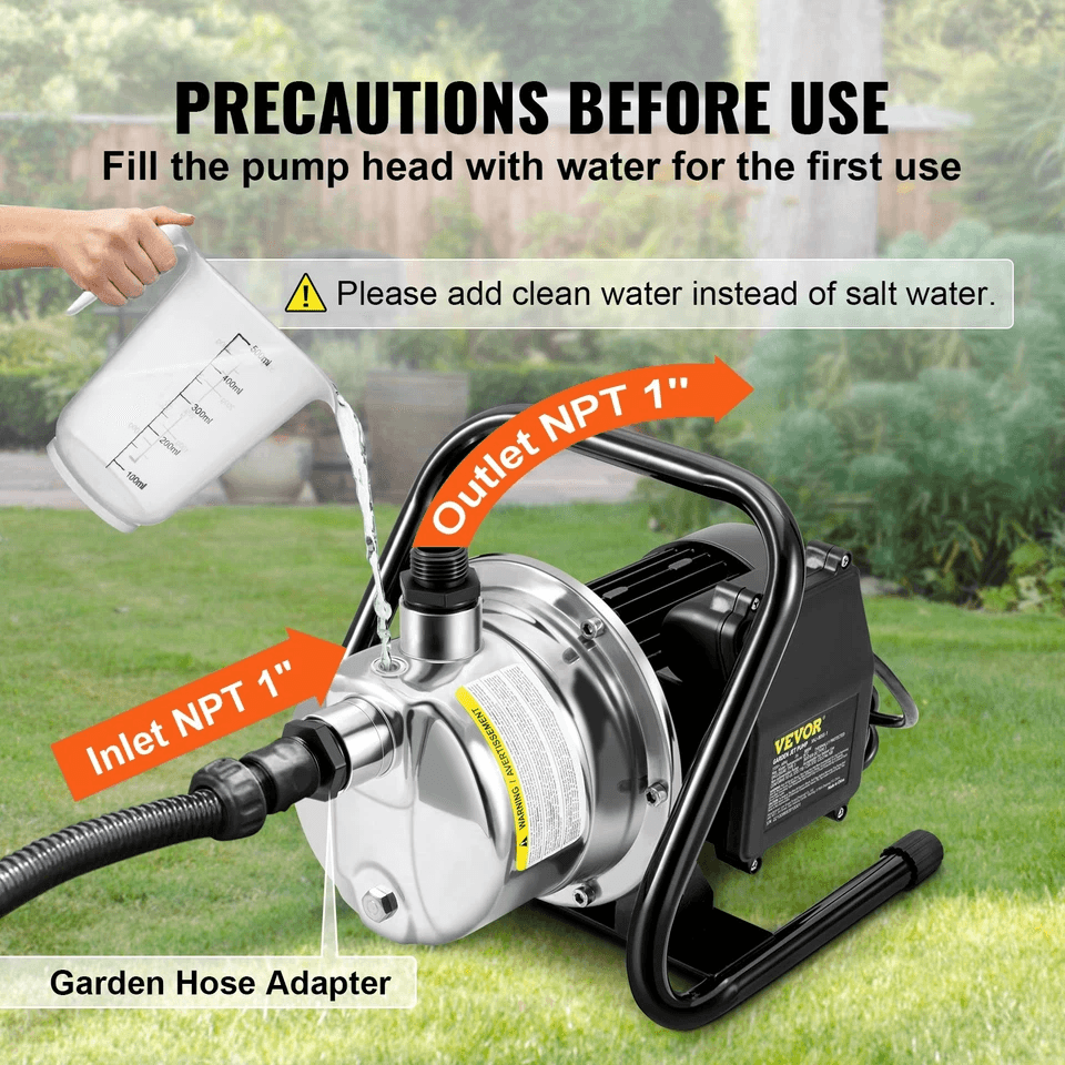 HeavyDuty Portable Garden Water Jet Pump Shallow Well Pump With Stainless Steel Jet Head High Flow  2
