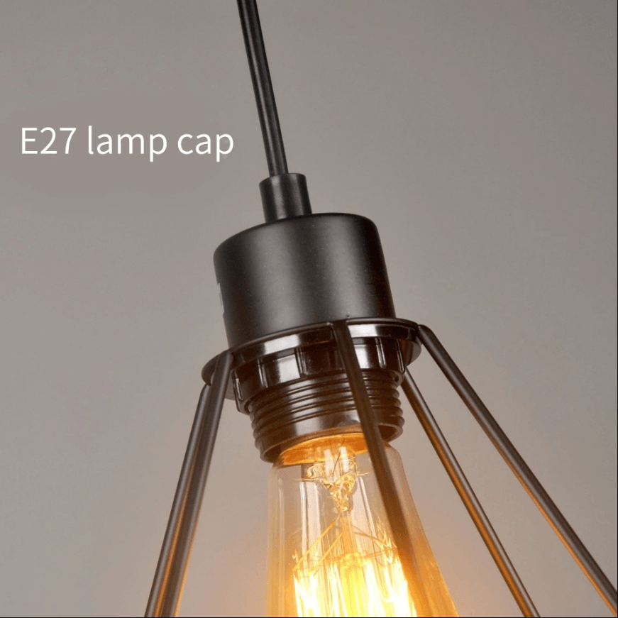 Nordic Geometric Iron Pendant Light Creative Retro Chandelier for Restaurant  Bar Decor
