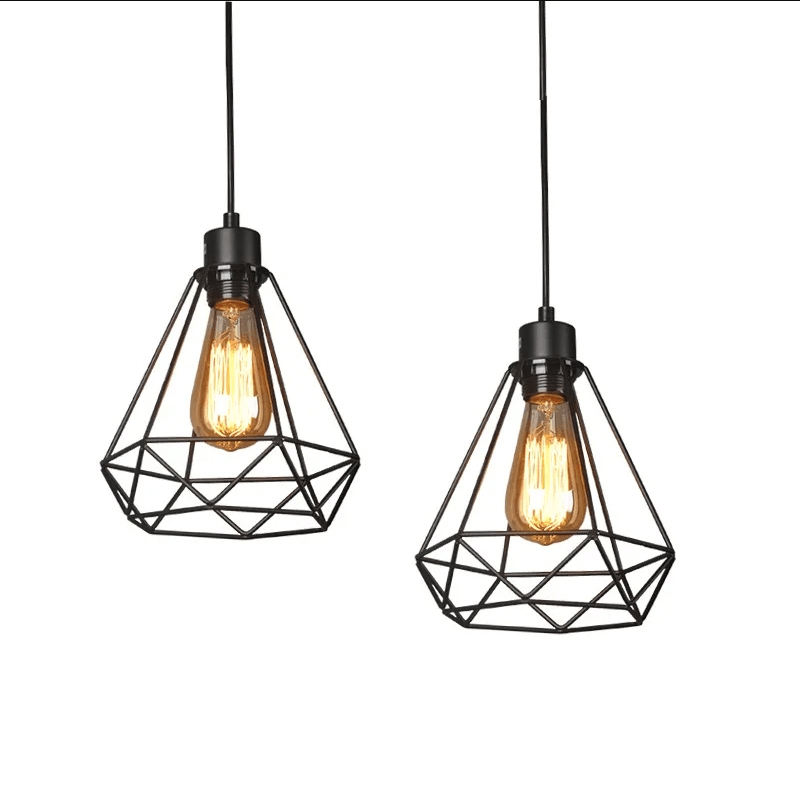 Nordic Geometric Iron Pendant Light Creative Retro Chandelier for Restaurant  Bar Decor