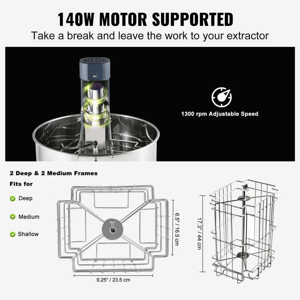 Electric Honey Extractor Stainless Steel Beekeeping Equipment With Adjustable Height  Motorized Spi