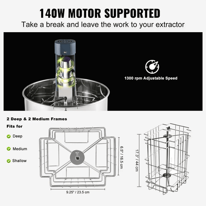 Electric Honey Extractor Stainless Steel Beekeeping Equipment With Adjustable Height  Motorized Spi