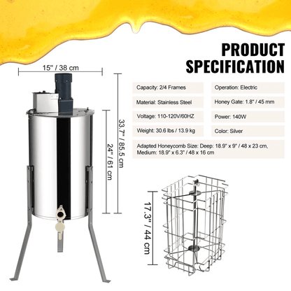 Electric Honey Extractor Stainless Steel Beekeeping Equipment With Adjustable Height  Motorized Spi