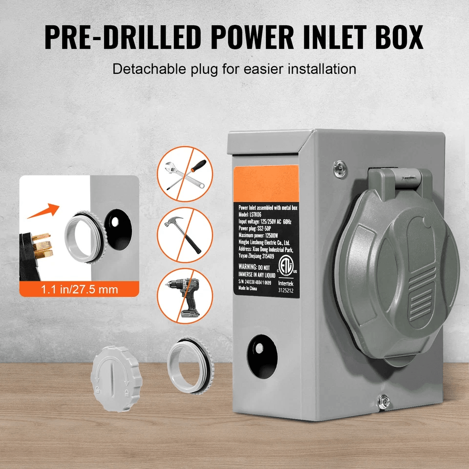 Generator Cord And Power Inlet Box NEMA STW ETL Certified WeatherResistant TwistLock Extension For  1