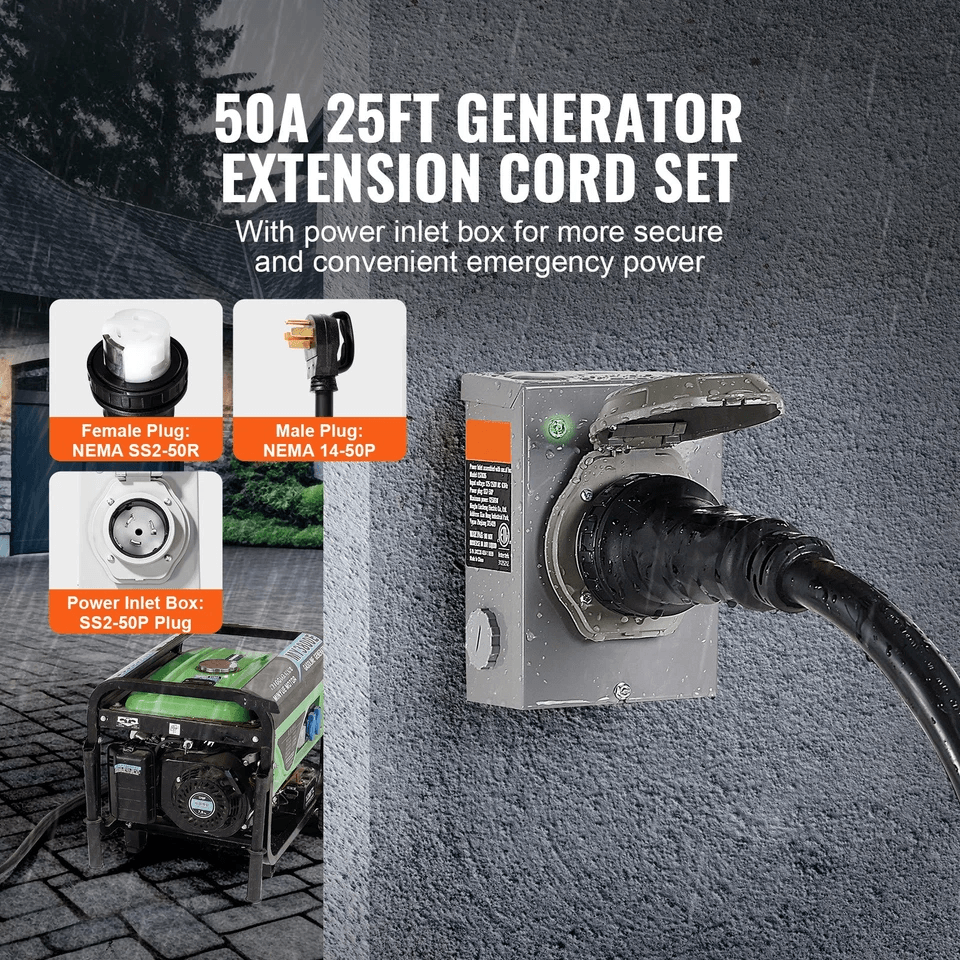 Generator Cord And Power Inlet Box NEMA STW ETL Certified WeatherResistant TwistLock Extension For  4
