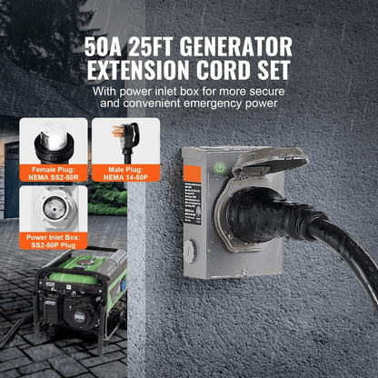 Generator Cord And Power Inlet Box NEMA STW ETL Certified WeatherResistant TwistLock Extension For  4