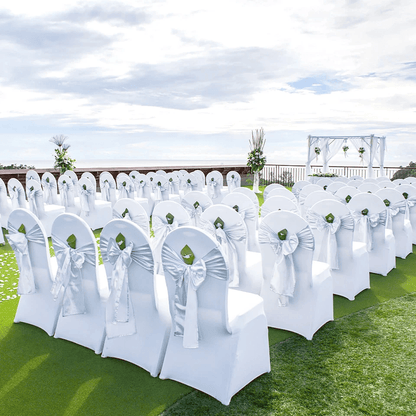 White Spandex Chair Covers Stretchable WrinkleFree Slipcovers For Weddings Banquets And Parties 2