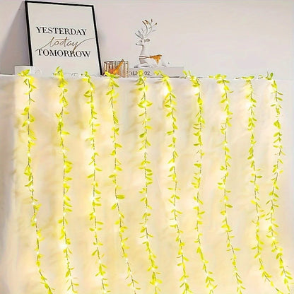 BatteryPowered 2M 20 Light Imitation Leaf Curtain Lamp Decorative Copper Wire String with Wrought