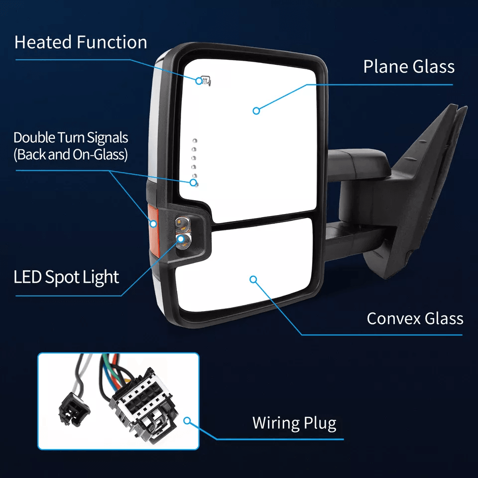 Power Heated Tow Mirrors For Chevy Silverado Sierra Pair With Turn Signal  Manual Folding 6