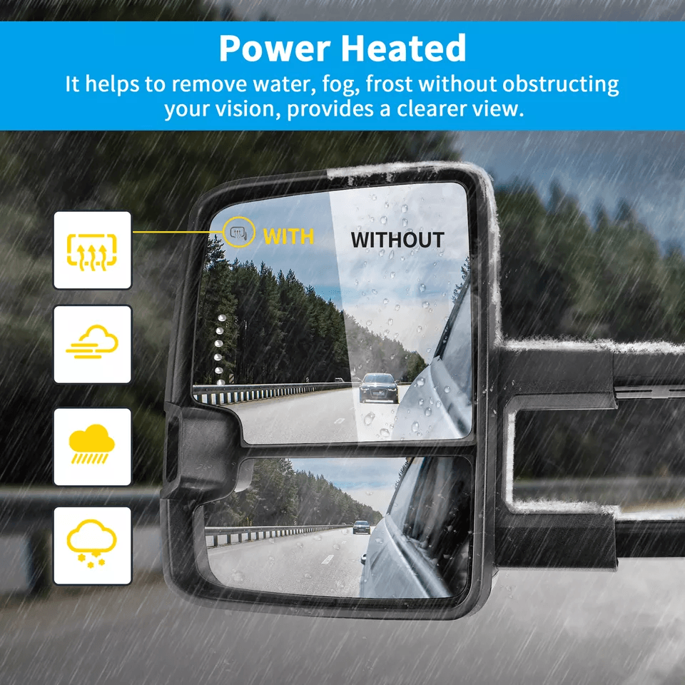 Power Heated Tow Mirrors For Chevy Silverado Sierra Pair With Turn Signal  Manual Folding 1