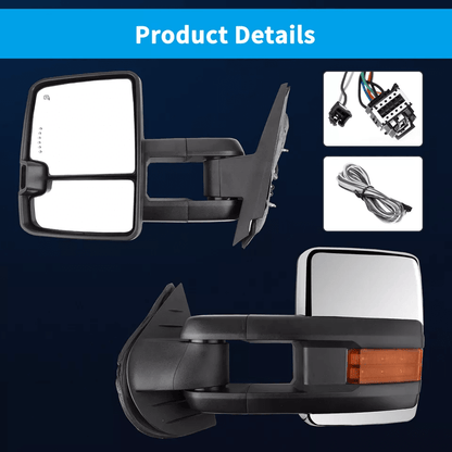 Power Heated Tow Mirrors For Chevy Silverado Sierra Pair With Turn Signal  Manual Folding 2