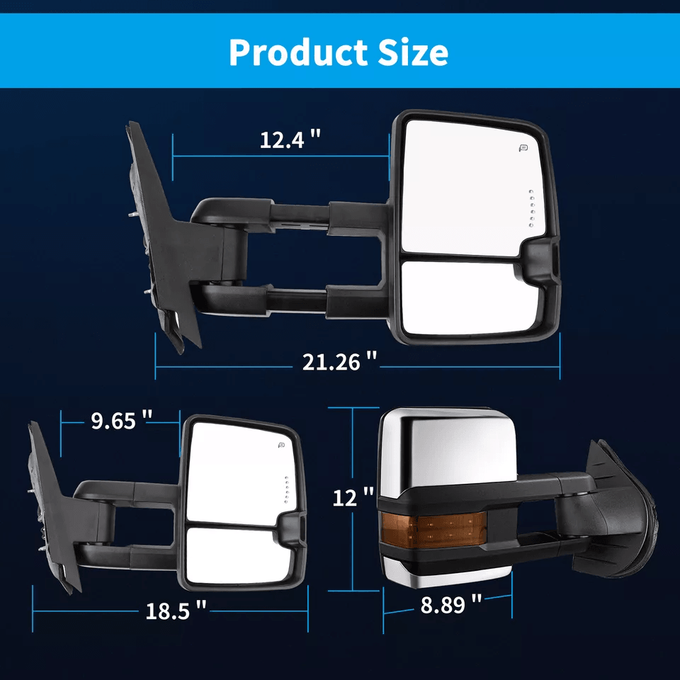 Power Heated Tow Mirrors For Chevy Silverado Sierra Pair With Turn Signal  Manual Folding 9