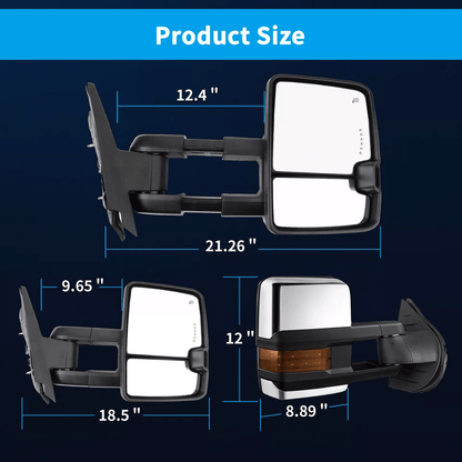 Power Heated Tow Mirrors For Chevy Silverado Sierra Pair With Turn Signal  Manual Folding 9