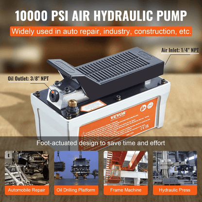 VEVOR Air Hydraulic Foot Pump 10000 PSI 98in 66FT Hose  IndustrialGrade Treadle Pump For Auto Body  2