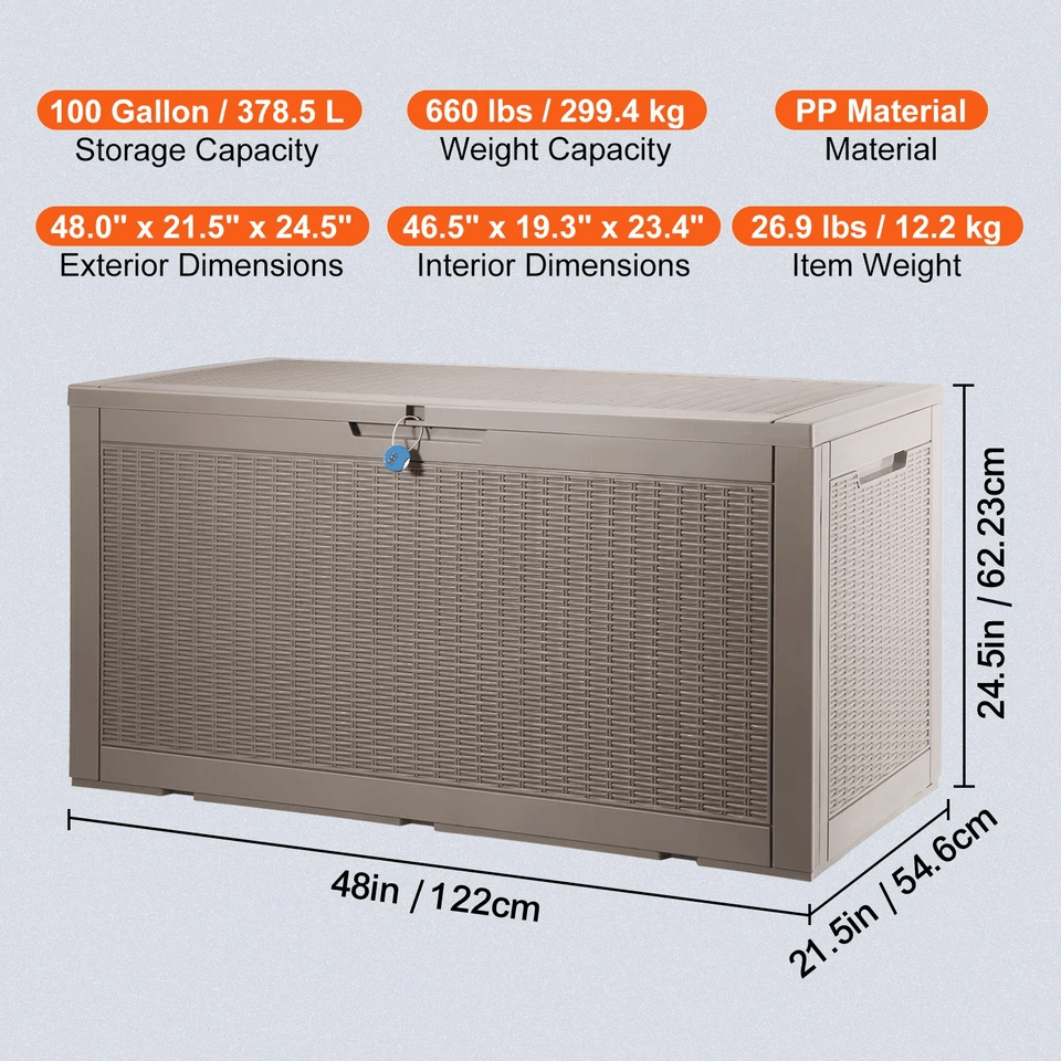 Outdoor Storage Deck Box Weatherproof Resin Patio Organizer Bench With Lockable Lid 6