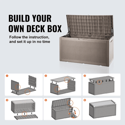 Outdoor Storage Deck Box Weatherproof Resin Patio Organizer Bench With Lockable Lid 4