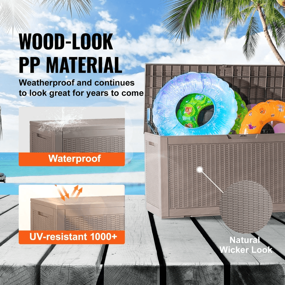 Outdoor Storage Deck Box Weatherproof Resin Patio Organizer Bench With Lockable Lid 3
