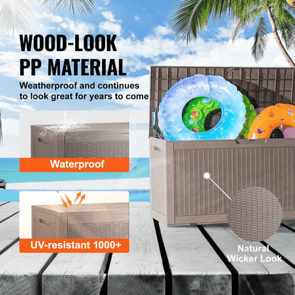 Outdoor Storage Deck Box Weatherproof Resin Patio Organizer Bench With Lockable Lid 3