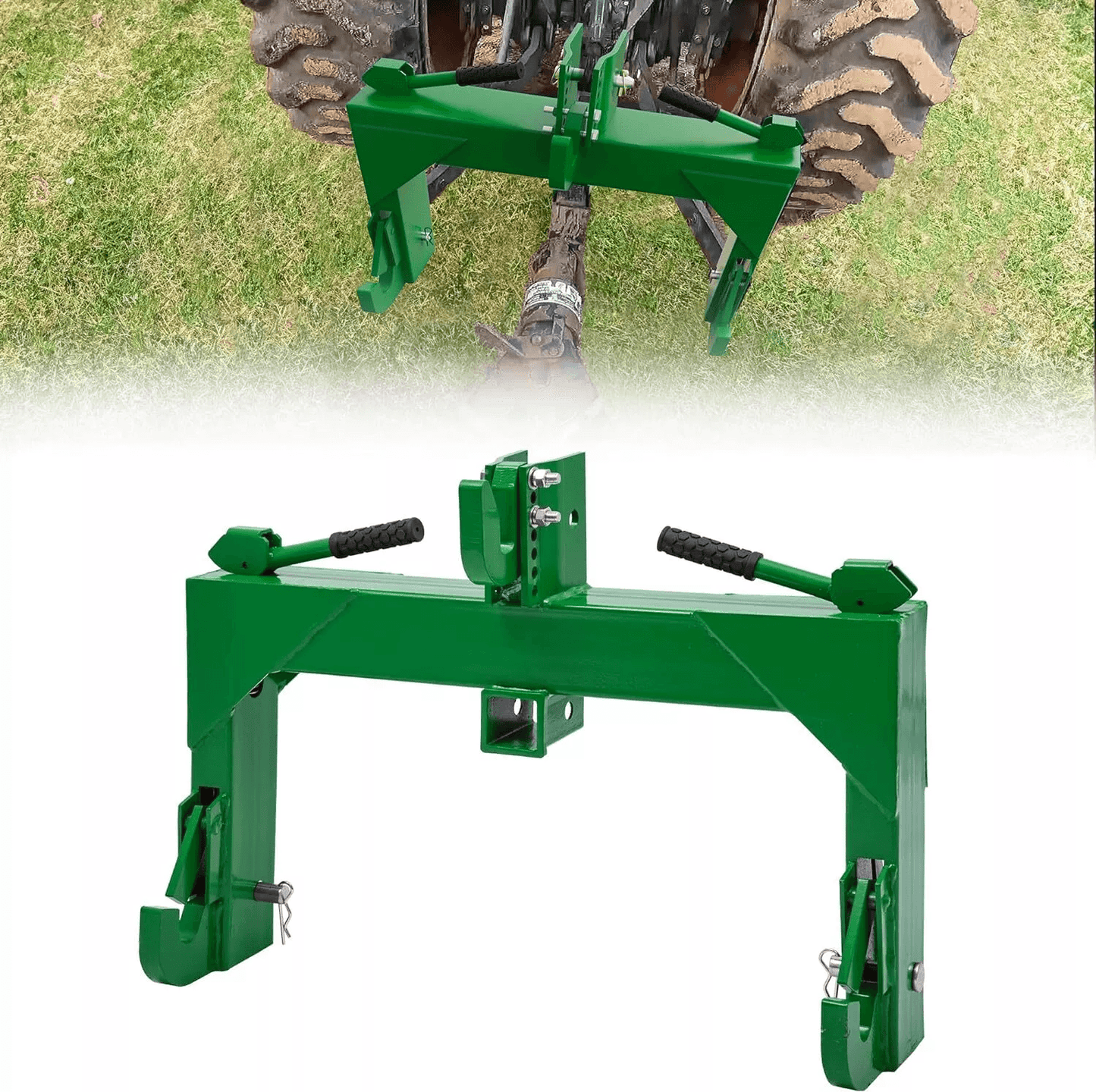 Heavy-Duty Quick Hitch for Category Tractors with Receiver, Steel Adapter for Landscaping & Constructi