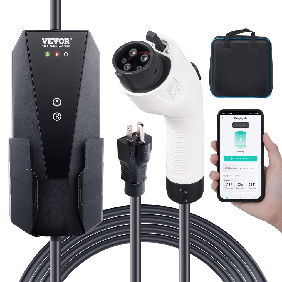 16Amp Level 1 & 2 Portable EV Charger, EV Car Charging Cable for Home & Travel