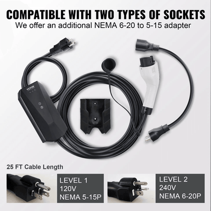 16Amp Level 1  2 Portable EV Charger EV Car Charging Cable For Home  Travel 4