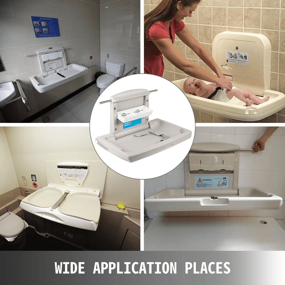 Wall Mounted Baby Changing Station For Commercial Restroom Foldable Diaper Changing Table Gray Heav 4