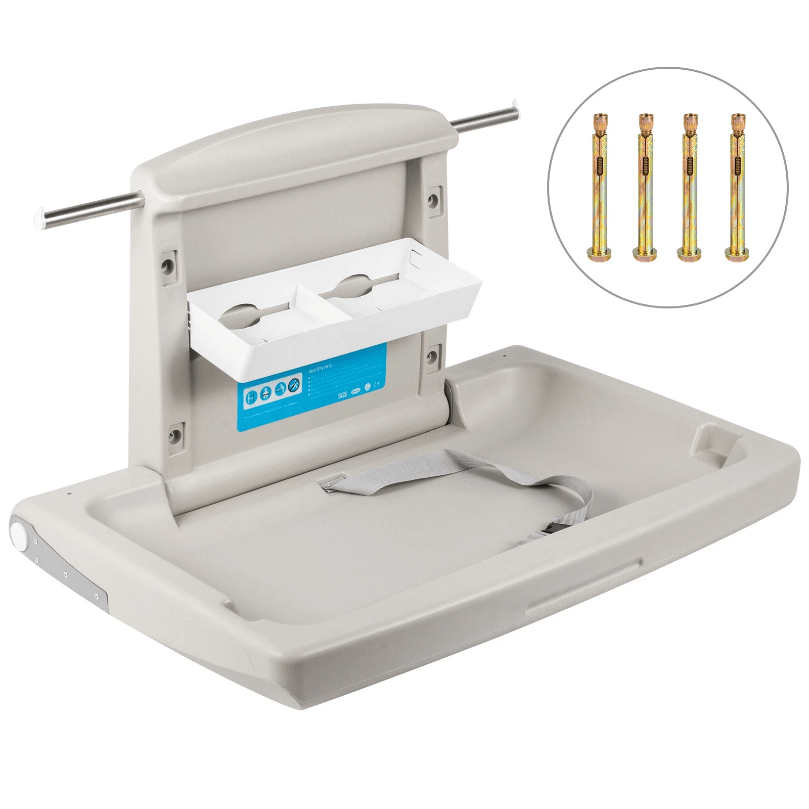 Wall Mounted Baby Changing Station for Commercial Restroom Foldable Diaper Changing Table Gray Heavy Duty