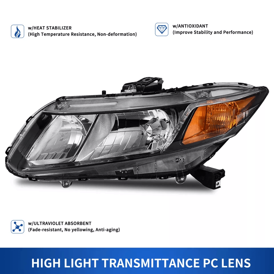 Black Headlights For Honda Civic Sedan  Coupe DOT Approved Replacement Pair 1