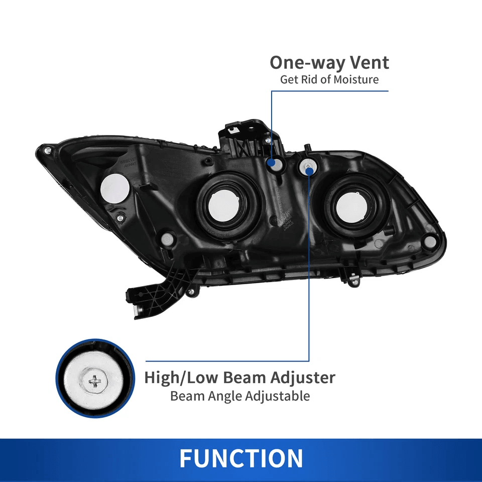 Black Headlights For Honda Civic Sedan  Coupe DOT Approved Replacement Pair 5