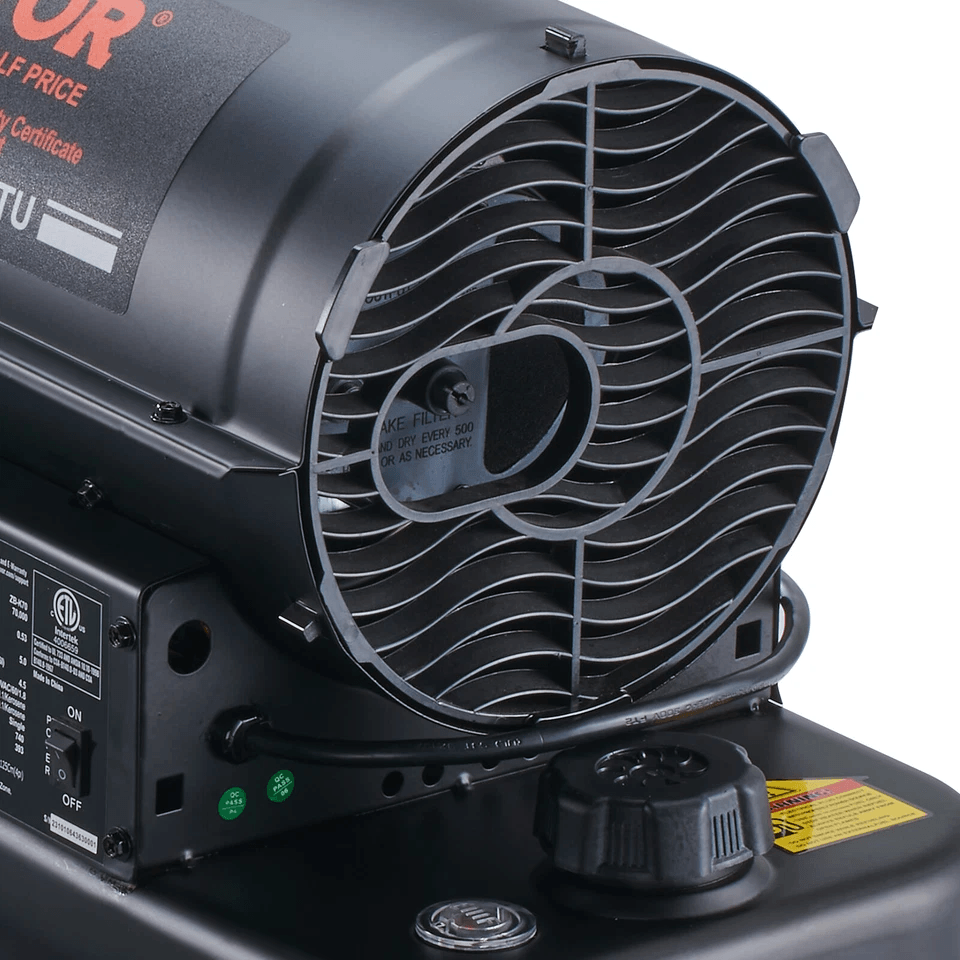 Portable Kerosene Forced Air Heater IndoorOutdoor Use 5Gallon Tank ThermostatControlled Heater For  8