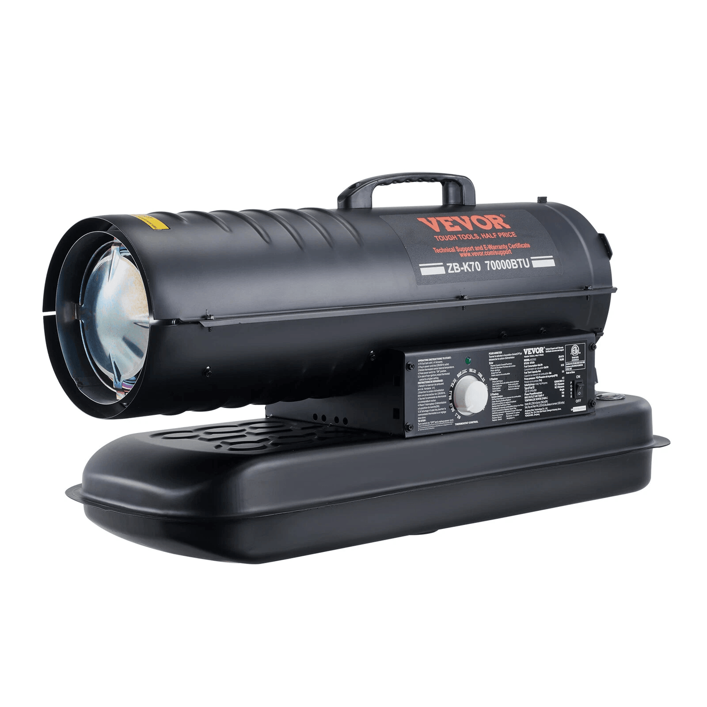 Portable Kerosene Forced Air Heater Indoor/Outdoor Use, 5-Gallon Tank, Thermostat-Controlled Heater for Garage, Workshop
