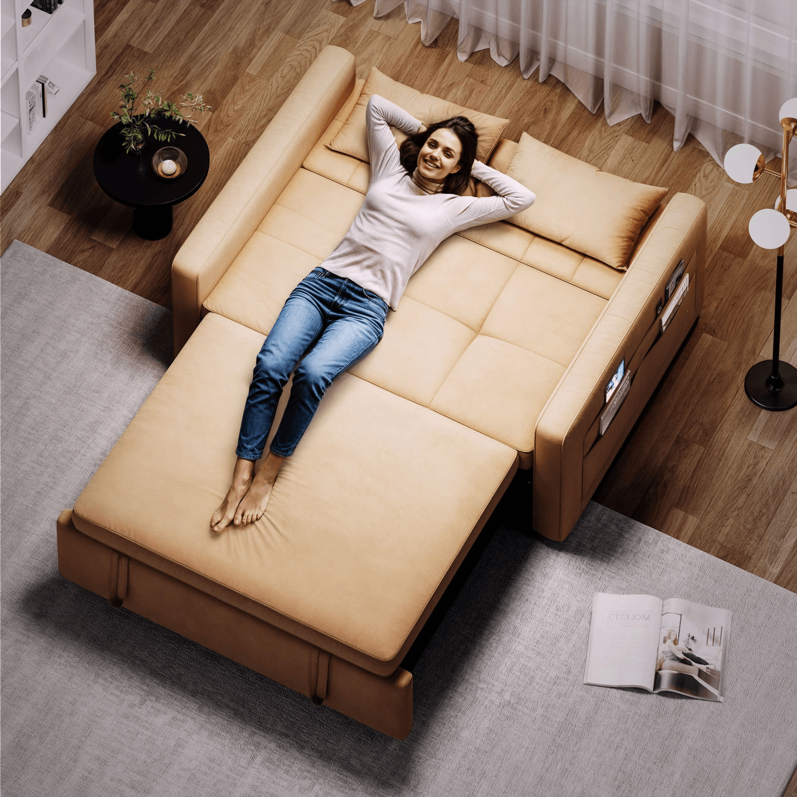 Modern Convertible Sofa Bed Sleeper Loveseat Pull Out Couch For Small Living Room Guest Room Or Apa 4