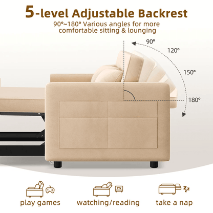 Modern Convertible Sofa Bed Sleeper Loveseat Pull Out Couch For Small Living Room Guest Room Or Apa 8