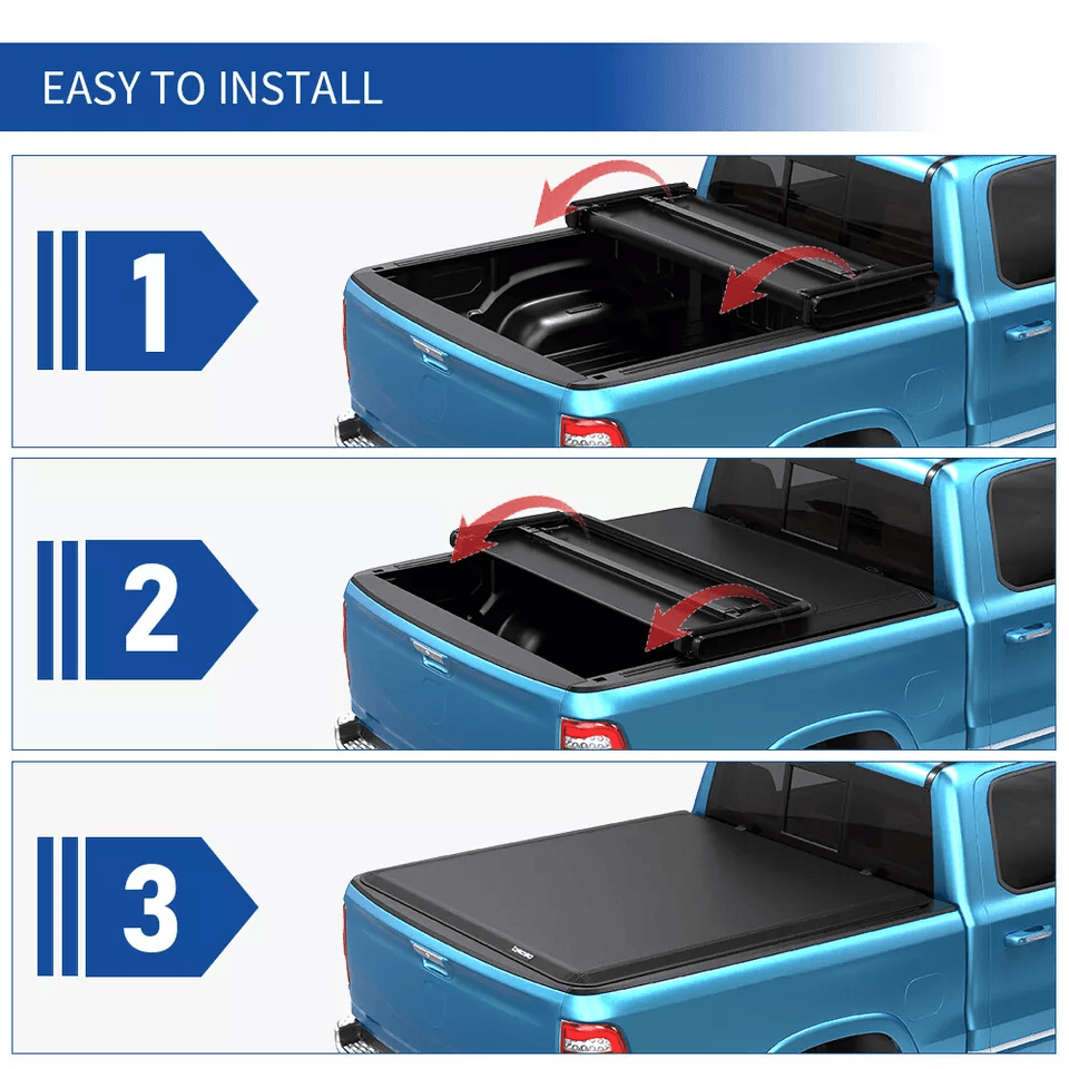 TriFold Cover For Chevy Silverado  GMC Sierra 1500 Fleetside Truck Bed Soft Folding Pickup Bed Cove 3