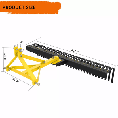 HeavyDuty Point Landscape Rock Rake Tractor Attachment Soil Gravel And Lawn Rake For Category Hitch 9
