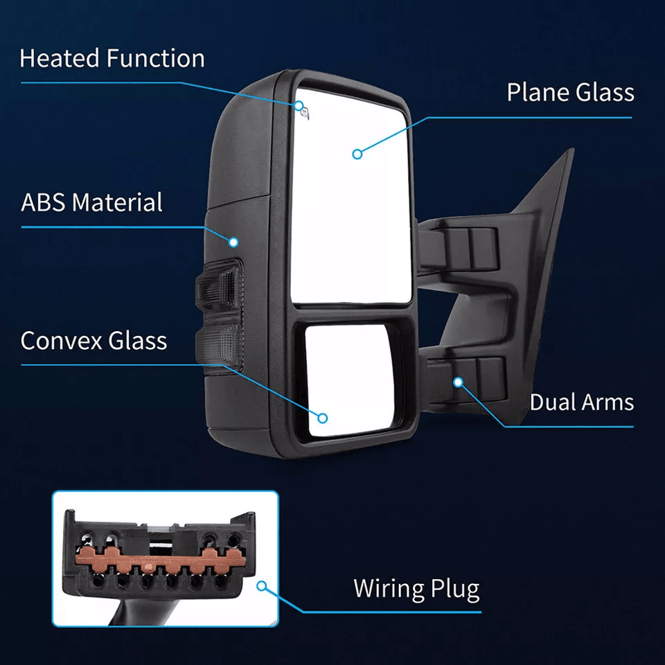 Power Heated Tow Mirrors For 19992007 Ford Super Duty  Smoke Turn Signal Manual Telescoping Dual Ar 7