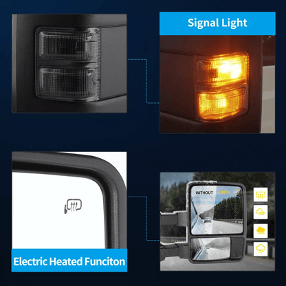 Power Heated Tow Mirrors For Ford Super Duty Smoke Turn Signal Side Mirrors Towing Upgrade W Black  2