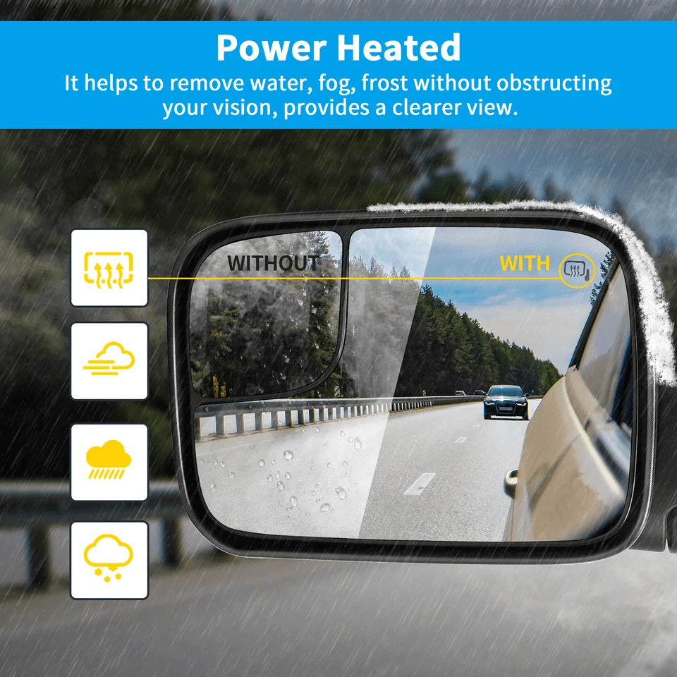 Power Heated FlipUp Tow Mirrors Pair For Dodge Ram Manual Folding Black 1