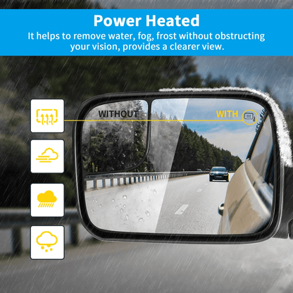 Power Heated FlipUp Tow Mirrors Pair For Dodge Ram Manual Folding Black 1