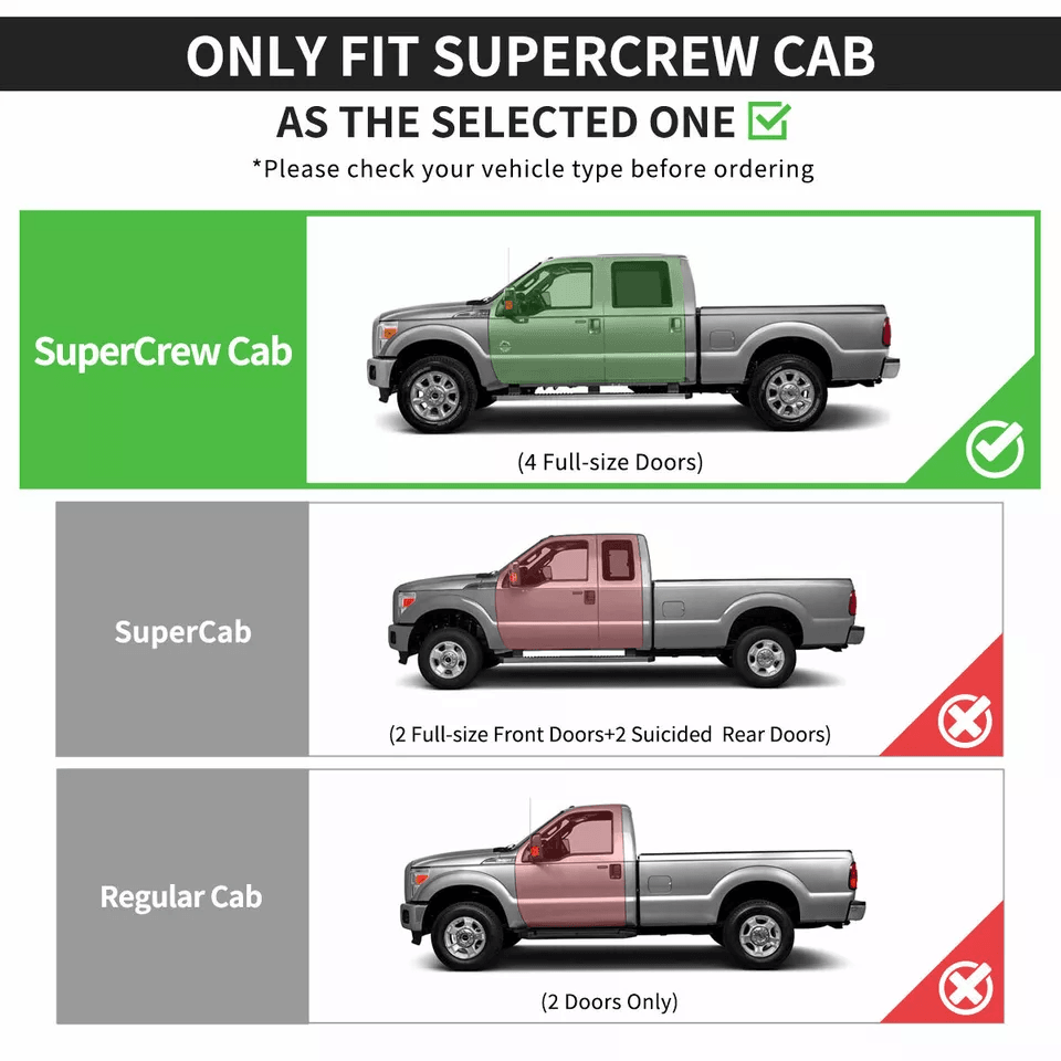 Stainless Steel Running Boards Side Nerf Bar For Ford Super Duty Crew Cab NoDrill Installation 6