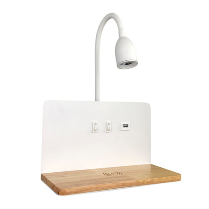 Wireless Charging LED Wall Lamp 360 Rotatable Indoor Light with USB Interface  Switch for Modern